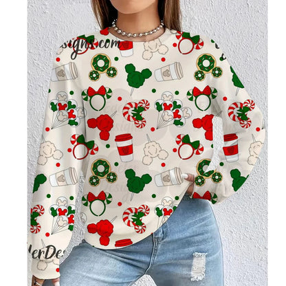 Christmas Disney Mickey Mouse Women's Hoodie American Casual Hoodie Autumn Hip Hop Women's Hoodie Casual Clothing.