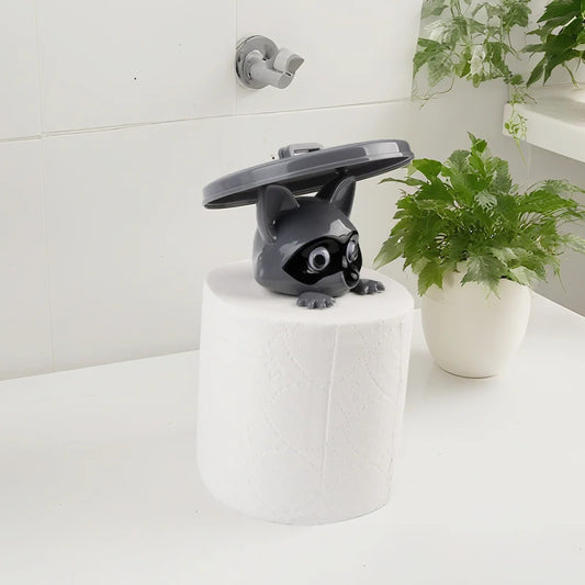 Lustiger Waschbär-Toilettenpapierhalter, Badezimmer-Organizer, niedlicher Waschbär-Rollen-Aufbewahrungshalter für Badezimmer, Toilettenpapierhalter