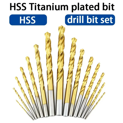 LOCO 50 Stück Titanbeschichtete Bohrer HSS Schnellarbeitsstahl-Set Werkzeug Hochwertige Elektrowerkzeuge 1/1,5/2/2,5/3 mm