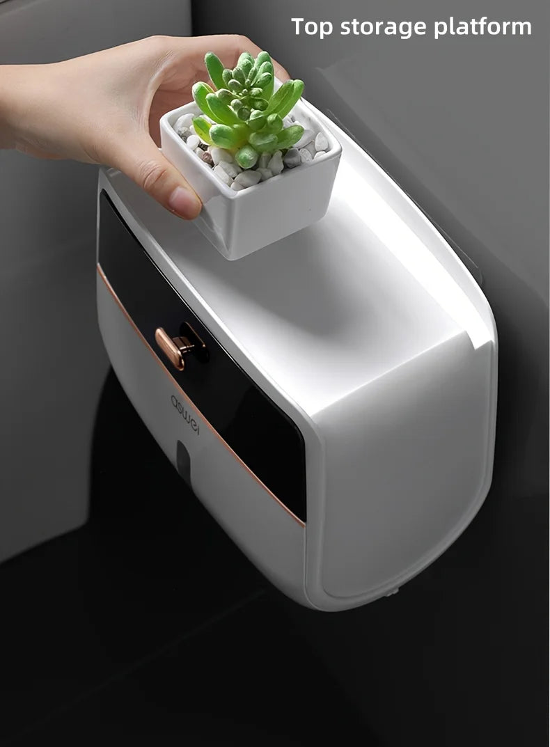 1 Stück Toilettenpapierhalter ohne Bohren, Badezimmer-Organizer |   Selbstklebende Wandhalterung für Taschentücher/Tücher, Badezimmer-Taschentuchabgabe