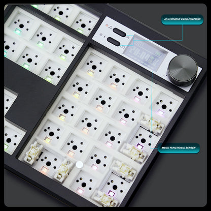 GMK104 Mechanical Keyboard Kit Three Mode Gaming Keyboard Hot Swap  Backlit Gasket Structure This VIA with display screen.