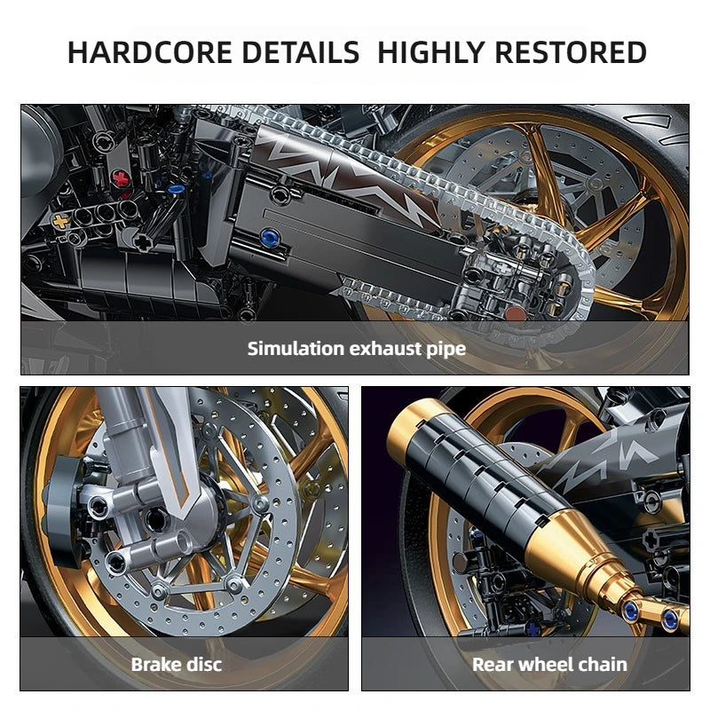 TOYLINX Alloy Motorcycle Desktop Decorations 2045PCS Racing Building Block Model  Kid Toys Christmas Easter Festive Gift Giving.