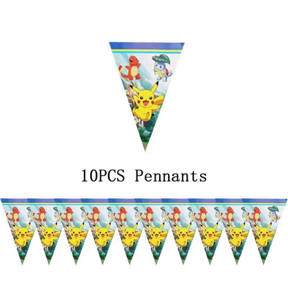 Pokemon Thema Geburtstag Party Dekoration Lieferungen Cartoon Pokemon Gehen Geschirr Tassen Teller Pikachu Ballon Für Baby Dusche Gefälligkeiten