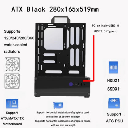 Open Type Computer Case Frame  Vertical Chassis Shelf ATX MOD DIY Desktop Gaming Gamer PC Cabinet Tower Gaming Support ATX/ MATX.