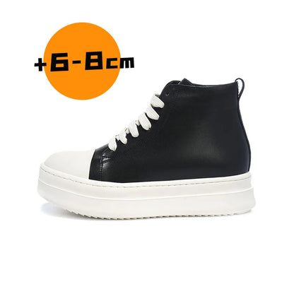 Street Style Ankle Boots for Men Genuine Leather High Top Shoes Fashion Brand Motorcycle Boots Thick Bottom  Male Walking Shoes