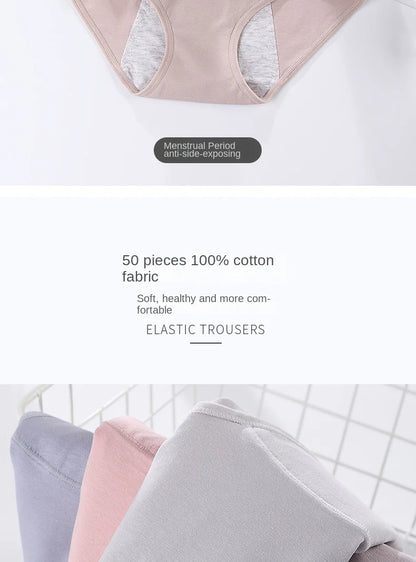 3PCS/set Women's menstrual briefs large flow postpartum water absorption leakproof briefs women's pure cotton menstrual briefs.