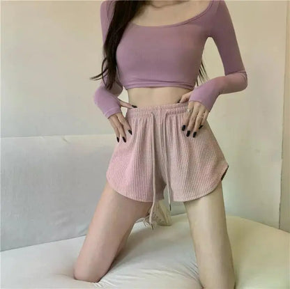 Women Gym Fitness Running Shorts Women's Summer Thin Style Loose Casual Large Size Wide Leg High Waist A-word Sports Hot Pants.