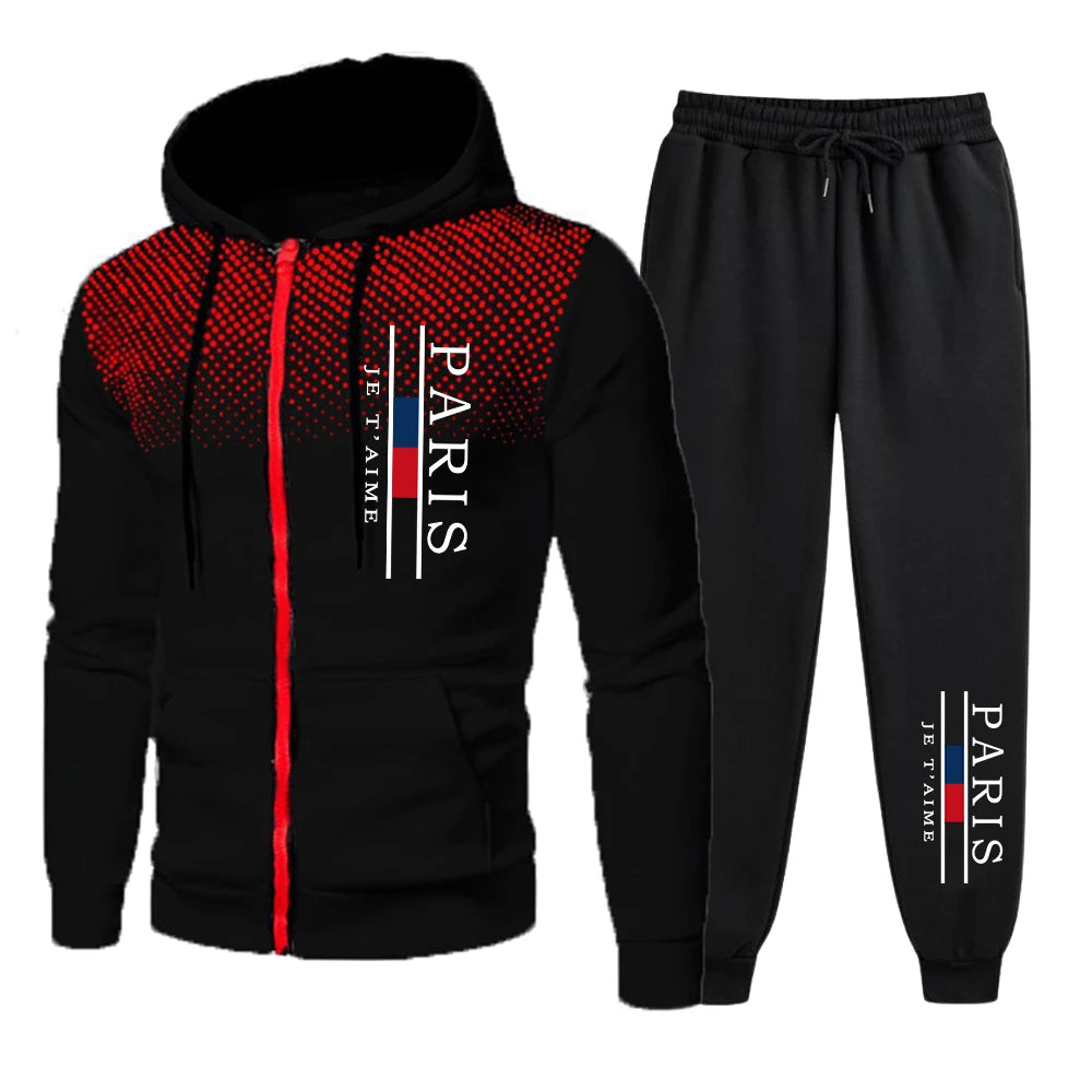 Fashion Autumn Winter Men Hoodies Men's Zipper Sweatshirts Outdoors Jogging Versatile Pants Tracksuit Comfortable Daily Quality.