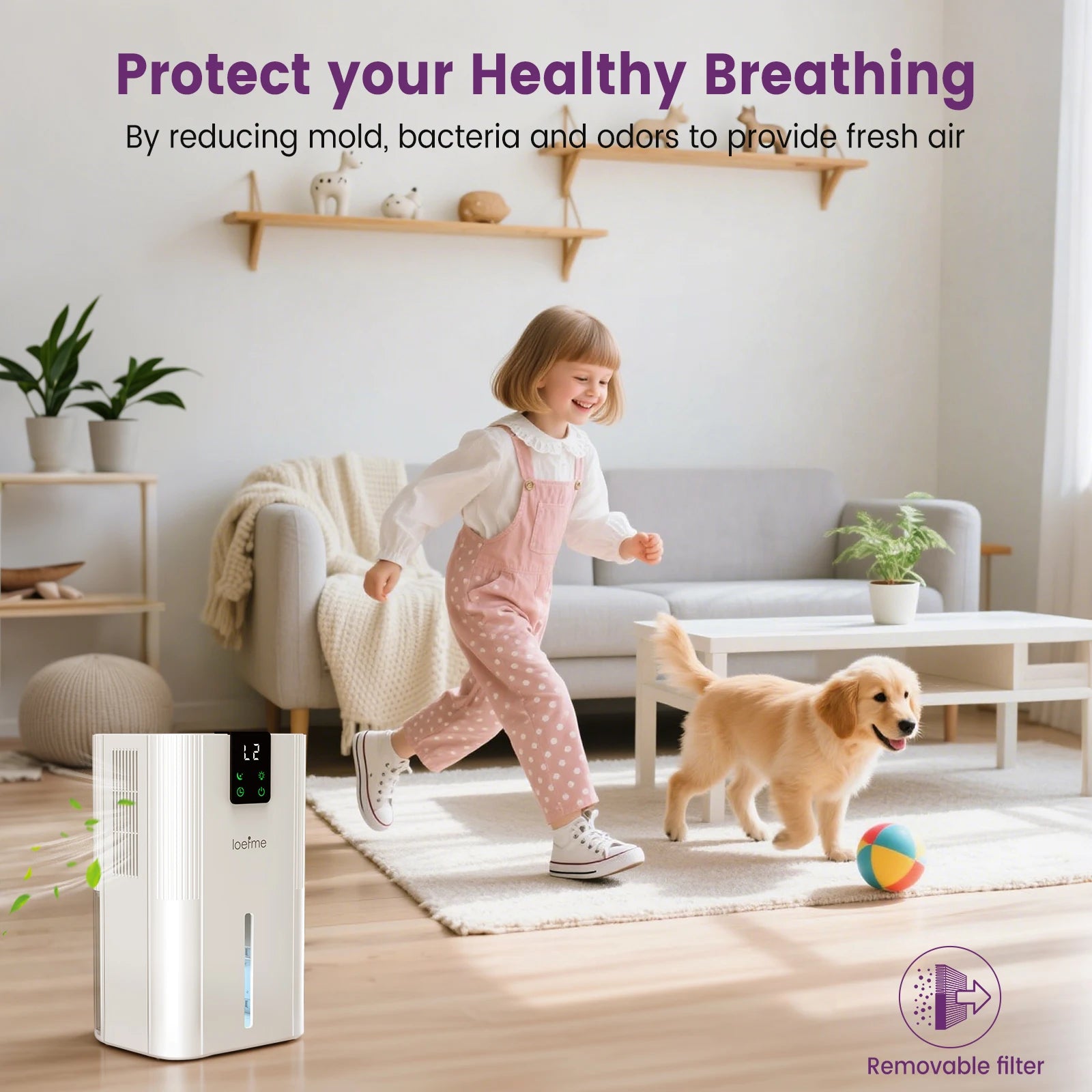 2800mL Air Dehumidifier Portable Mute Moisture Absorbers Machine Air Dryer Sleep Mode For Home Bedroom Office Kitchen Deodorizer.