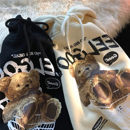 Braunbär Männer & Frauen Casual Oversize Hoodies Langarm Pullover Verdicken Paar Hoodie Kapuzenpullover Samt Paar Kleidung.