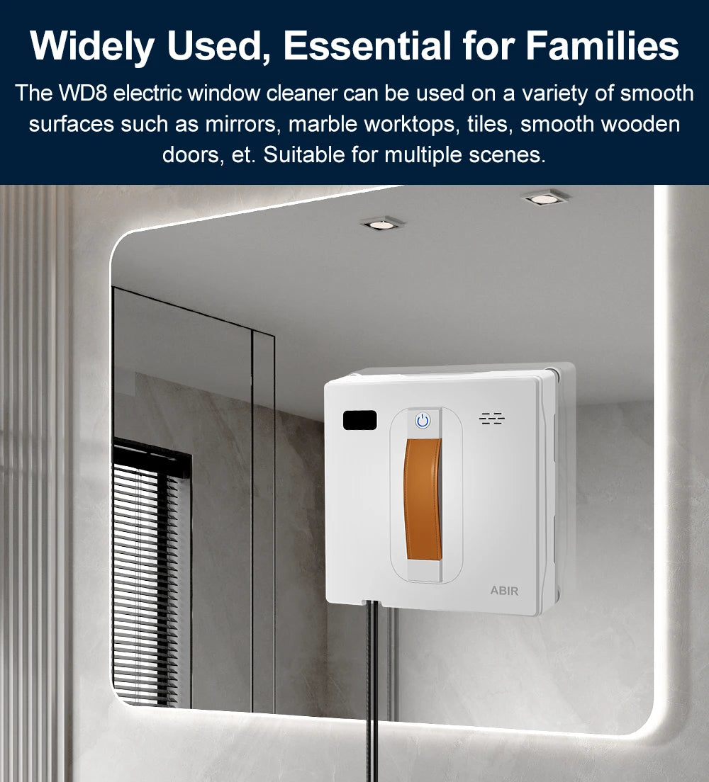 ABIR WD8 Robot Window Vacuum Cleaner,Dual Water Spray,Laser Sensor,Smart Home Glass Wall Wet Dry Cleaning ,APP&Remote Control