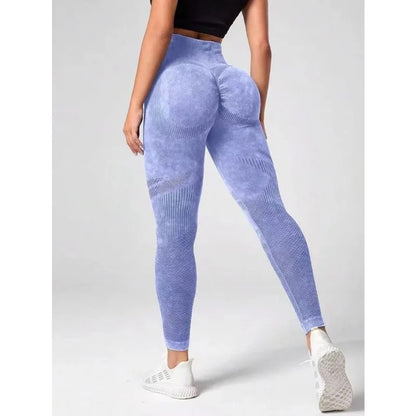 Hollow Out Leggings Women Seamless Slim Tights Frosted Water Washing Fitness Pants High Waist Hip Liftting Stretchy Yoga Pants