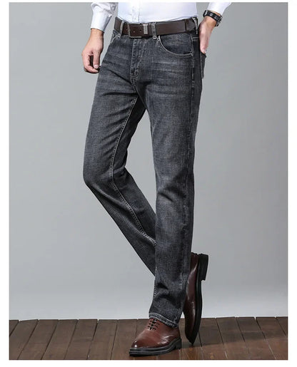 Lee Dex Jeans Herren Herbst/Winter Dicke, gerade Beine, lockere Passform, lässige Business-Hose, schlankmachend, glättet Ihre Silhouette-Hose.