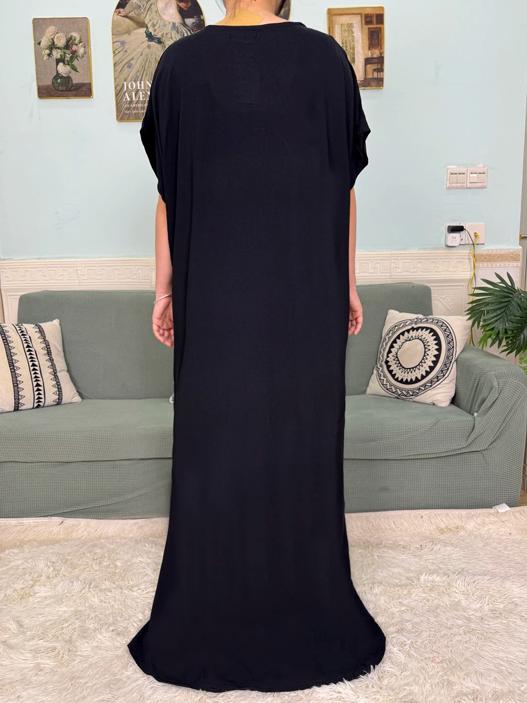 Muslimische Reine Abayas Für Frauen Dubai Baumwolle Applikationen Lose Fit Femme Robe Türkei Islam Traditionelle Kleider Mit Kopftuch Turban.