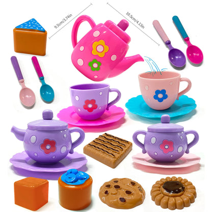 Tea Set for Little Girls, Tea Party Set, Tea Set for Toddlers Including Kettle, Cookies, Kids Play Food, Boys Girls Gifts.