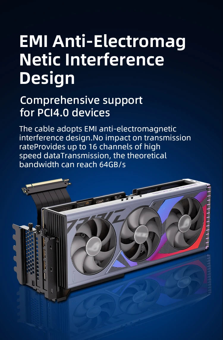 TEUCER L-Z3 GPU Vertical Mounting Bracket Kit, PCIe 4.0 X16 Riser Cable 200mm, Graphics Card Steering Mounting Bracket.