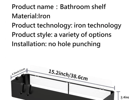 2 Packungen schwarzes Duschregal zur Wandmontage, Badezimmer-Organizer, Regal mit Haken, Küchendekoration, Regale an der Wand