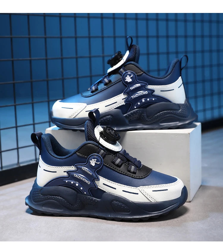 Boys Anti-Slip Waterproof Leather Running Shoes Outdoor Sports Walking Shoes Comfort Kids Sneakers For Autumn Winter 5-16 Years.