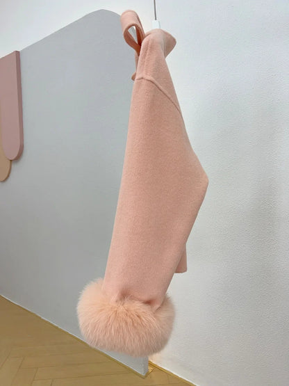 Woll mantel Damen neue Winter Natur fuchs Pelz Manschette Outwear Damen mantel Kaschmir Wolle Wolle Frauen Luxus jacke