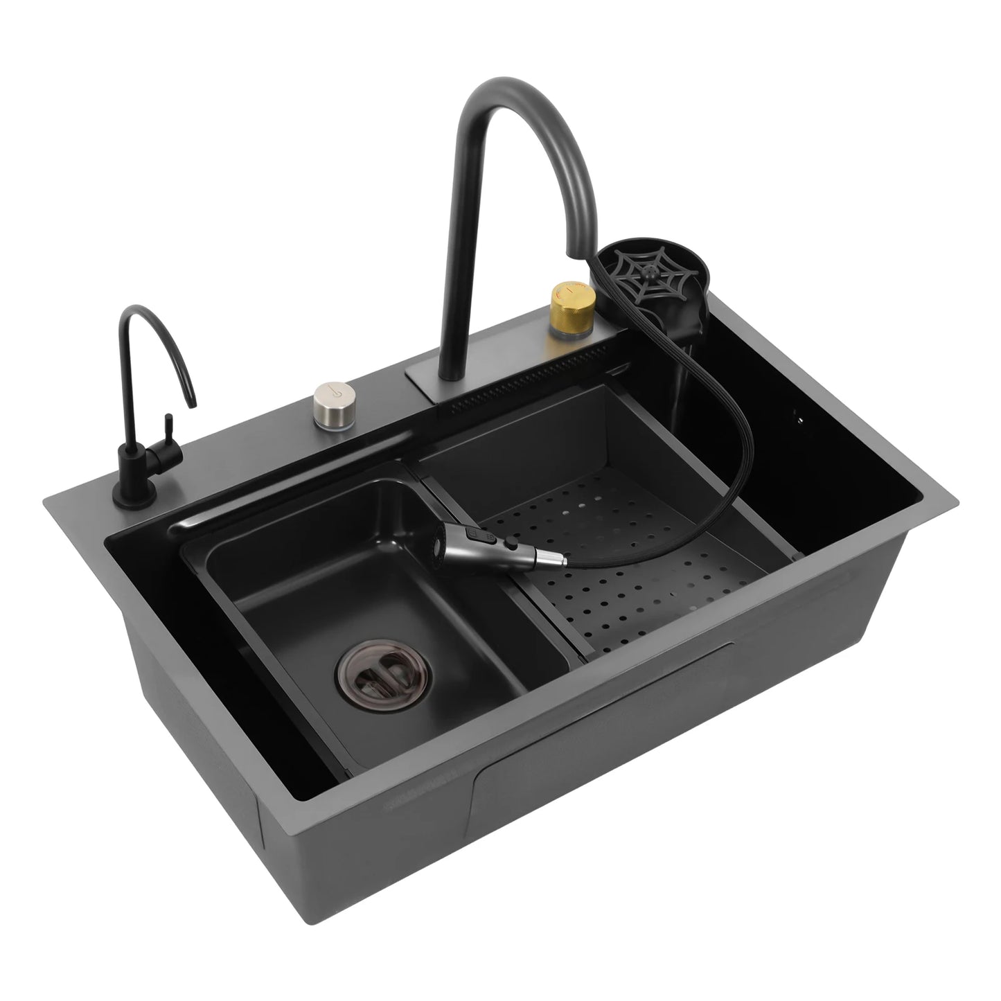 68/75 cm Küchenspüle, Haushaltsspülbecken-Set, Edelstahlspüle, Unterbau-Küchenspüle, rostfrei, großes Fassungsvermögen