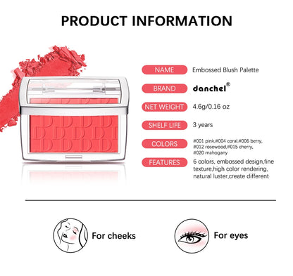 Blush Matte Natural Cheek Tint Brighten Face Waterproof Face Contouring Cosmetics Blush Powder Soft Female Makeup For Cheeks.