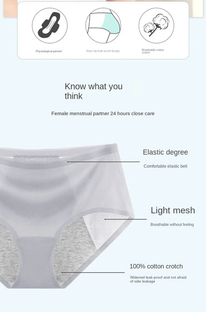 Menstrual Panties for Women Leak Proof Briefs Cotton Lingerie Absorbency Comfortable Physiological Underwear Period Underpants.