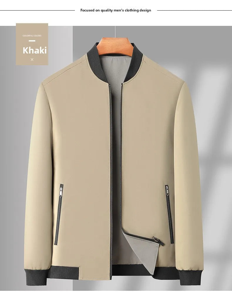 Premium Wrinkle Free Reversible Breathable Baseball Collar Men Blazer Jacket Business Casual Windbreaker Lightweight Coats.