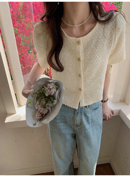 New Summer Short Sleeve O-Neck Women Shirt Sweet White Shirt Blouse Women Tops 2025 Blouses Shirts Blusas Para Mujer Blusa XL183.