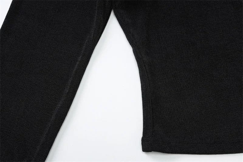 Blifanbo Oblique Shoulder Long Sleeve Tops For Women Metal Buckle Slim Fit Sexy Solid Color Bodycon Fashion BasicTop Streetwear