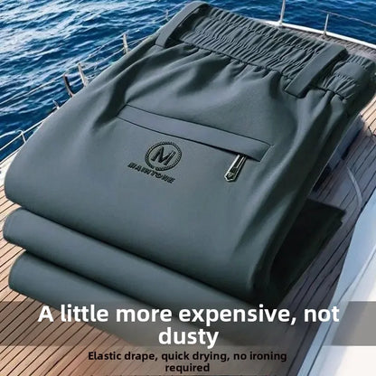 Lässige Herrenhose mit geradem Bein, verschleißfeste Arbeitskleidung für Büro und den täglichen Gebrauch, elastische Taille, lange Sport- und Freizeithose