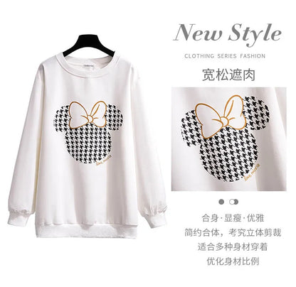 175Kg Plus Größe frauen Fehlschlag 170 Frühling Herbst Neue Lose Rundhals Cartoon Sweatshirt Schwarz Weiß 6XL 7XL 8XL 9XL 10XL 11XL.