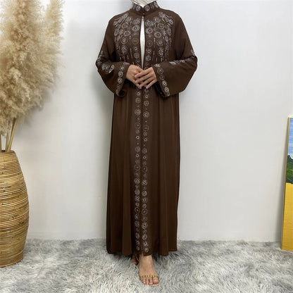 Luxury Diamonds Kimono Open Abayas for Women Muslim Dress Morocco Kaftan Dubai Turkey Party Gown Kebaya Islam Jalabiya Ramadan