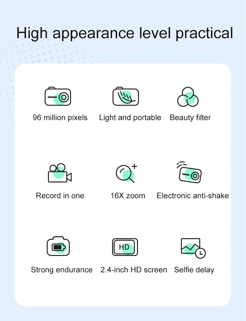 High Definition 6800W4K Pixel Digital Camera Video Recording Beauty Camera Student Camera CCD 16x Zoom with Wifi Compact.