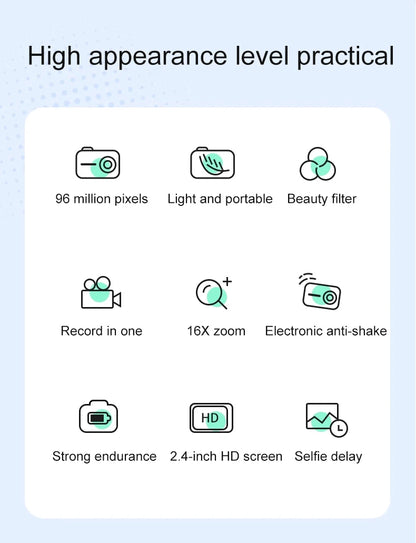 High Definition 6800W4K Pixel Digital Camera Video Recording Beauty Camera Student Camera CCD 16x Zoom with Wifi Compact.