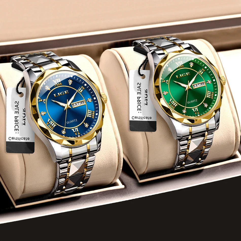 LIGE 2025 brand luxury women's watches waterproof luminous date day Ladies Watch stainless steel quartz watches for women reloj.