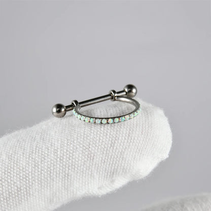 1PC ASTM F136 Titanium Ear Daith Rook Lobe Barbell Micro Zircon Hoop Earring Gold Plated Cartilage Piercing Jewelry.