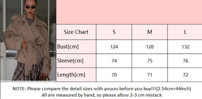 2025 Women Fall Lace-up Cropped Trench Coat Fashion Lapel Long Sleeves Wide Shoulder Windbreaker Jacket Commuting Daily Jackets.