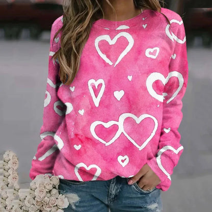 Love Heart Sweatshirts 3D Print Hoodie Women Fashion Streetwear Oversized O-Neck Hoodies Harajuku Woman Pullovers Woman Clothing.