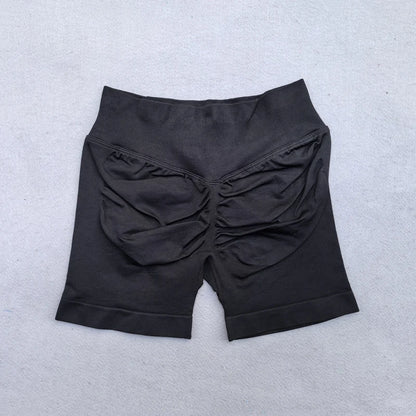 Gym Shorts Women Fitness Sports Biker Shorts 4.5" Low Ribbed Band Yoga Shorts Workout Scrunch Butt Seamless Leggings.