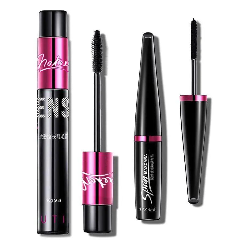 Sweatproof Mascara and Silk Fiber Set Grafting Mascara Set Moisturizing Liquid Curls Thick Eyelashes.