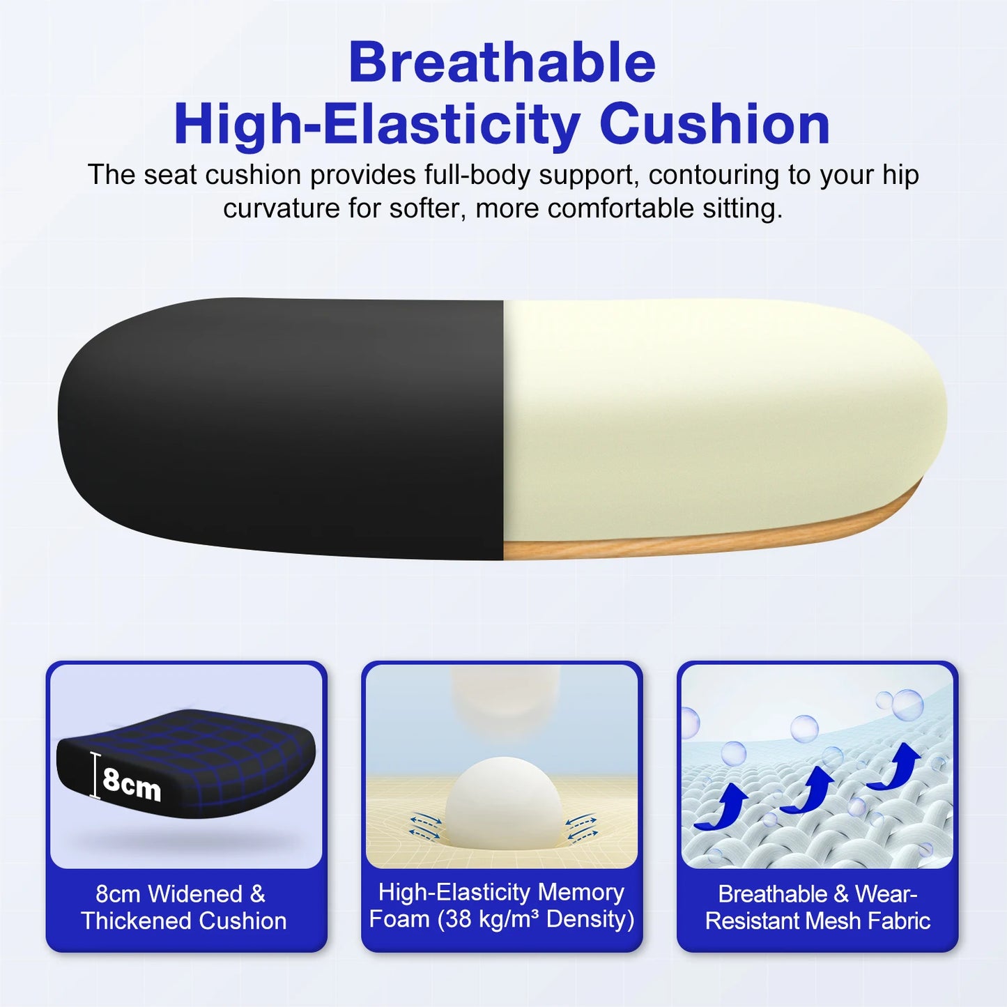 AUTHMIC Ergonomischer Bürostuhl -135 °   Liege- und höhenverstellbarer Sitz, klappbare Armlehnen, verstellbare Kopfstütze, Heimbürostuhl