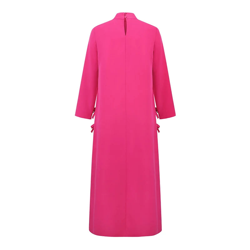 Plus Größe VONDA Frauen Lange Maxi Roben Kleid 2024, Elegante Chinesische Stil Bowknot Stehkragen Party Schlitz Sommerkleid Vintage Vestidos.