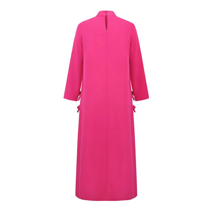 Plus Größe VONDA Frauen Lange Maxi Roben Kleid 2024, Elegante Chinesische Stil Bowknot Stehkragen Party Schlitz Sommerkleid Vintage Vestidos.