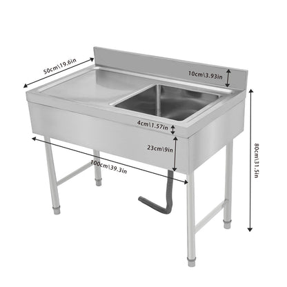 Freestanding Stainless Steel Sink Commercial Restaurant Sink Outdoor Sink for Homes Bathrooms Farms Backyards Garages