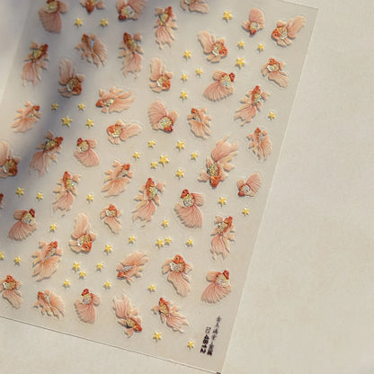 Ocean Theme 5D Nail Sticker Summer Beach Seashells Starfish Conch Scallop Shell Coral Self Adhesive Decoration Manicure Decal