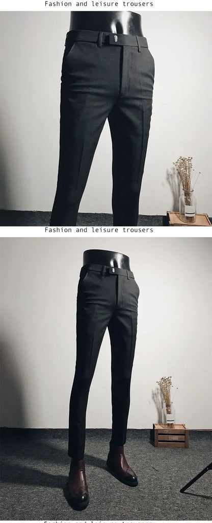 Men Suit Pants Formal Trousers Stretch Slim Pantalone Hombre Calça Masculina Solid Color Casual Dress Pants Fashion Men Clothing