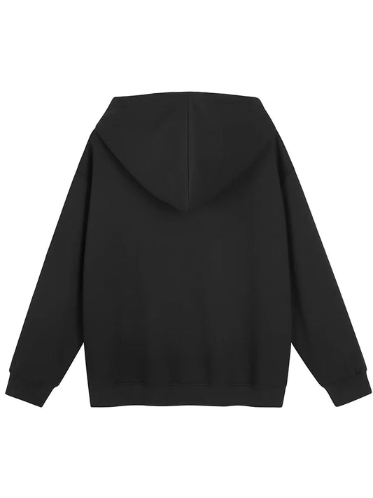 GIBSIE Plus Size Bow bestickter lockerer Hoodie Damen Herbst und Winter koreanische Kapuzen-Fleece-verdickte Pullover-Sweatshirts.