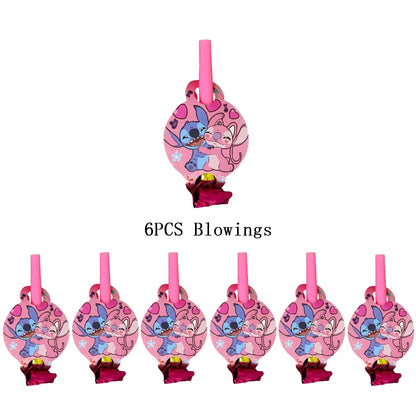 Disney Lilo Stitch Geburtstag Party Dekoration Kinder Stitch Thema Geschirr Set Engel Luftballons Happy Banner Zubehör für Mädchen zugunsten