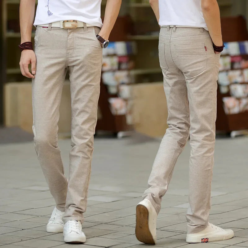 Summer Thin Men's Casual Pants Straight-Leg Loose-Fit Linen Trousers Youth Men's Pants Direct From Manufacturer Wholesale.