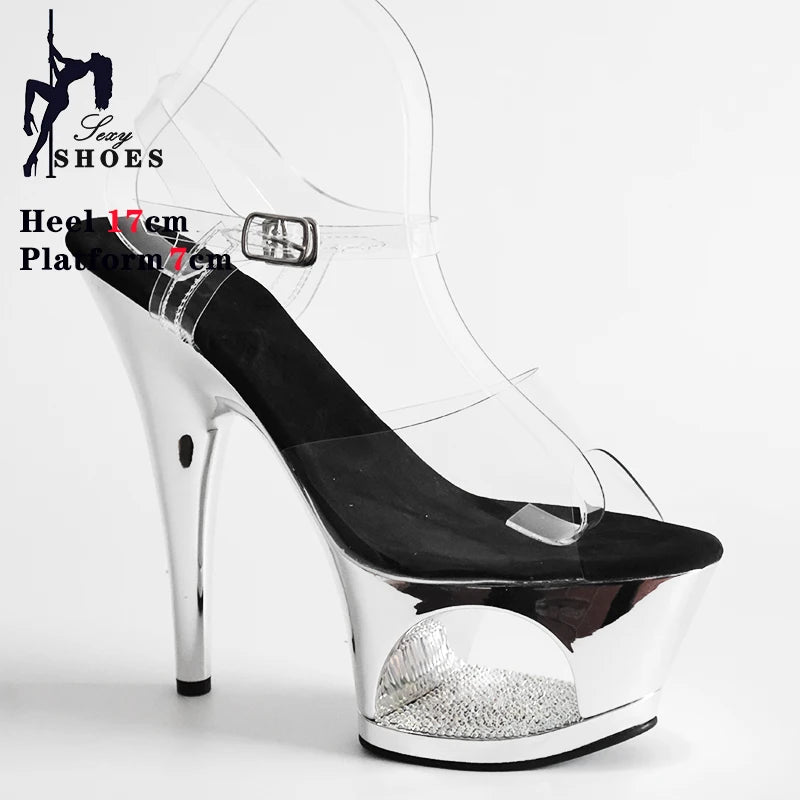 17CM Slim Heels Sandals Hollow Waterproof Platform Heels Korean Edition 2024 Summer Super High Heel Women Shoes Pig Split Insole.